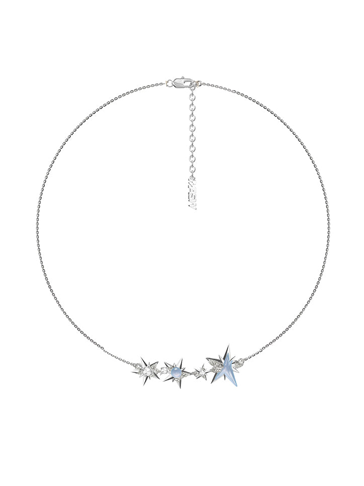 Ice blue starburst necklace