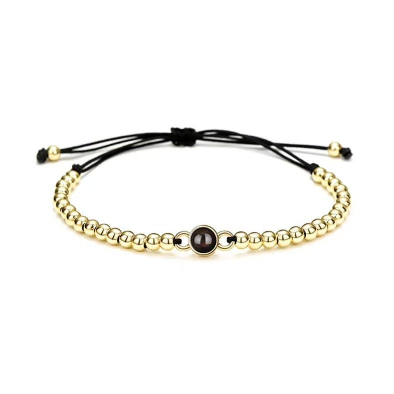 Pulsera de piedra magnética tejida con proyección fotográfica