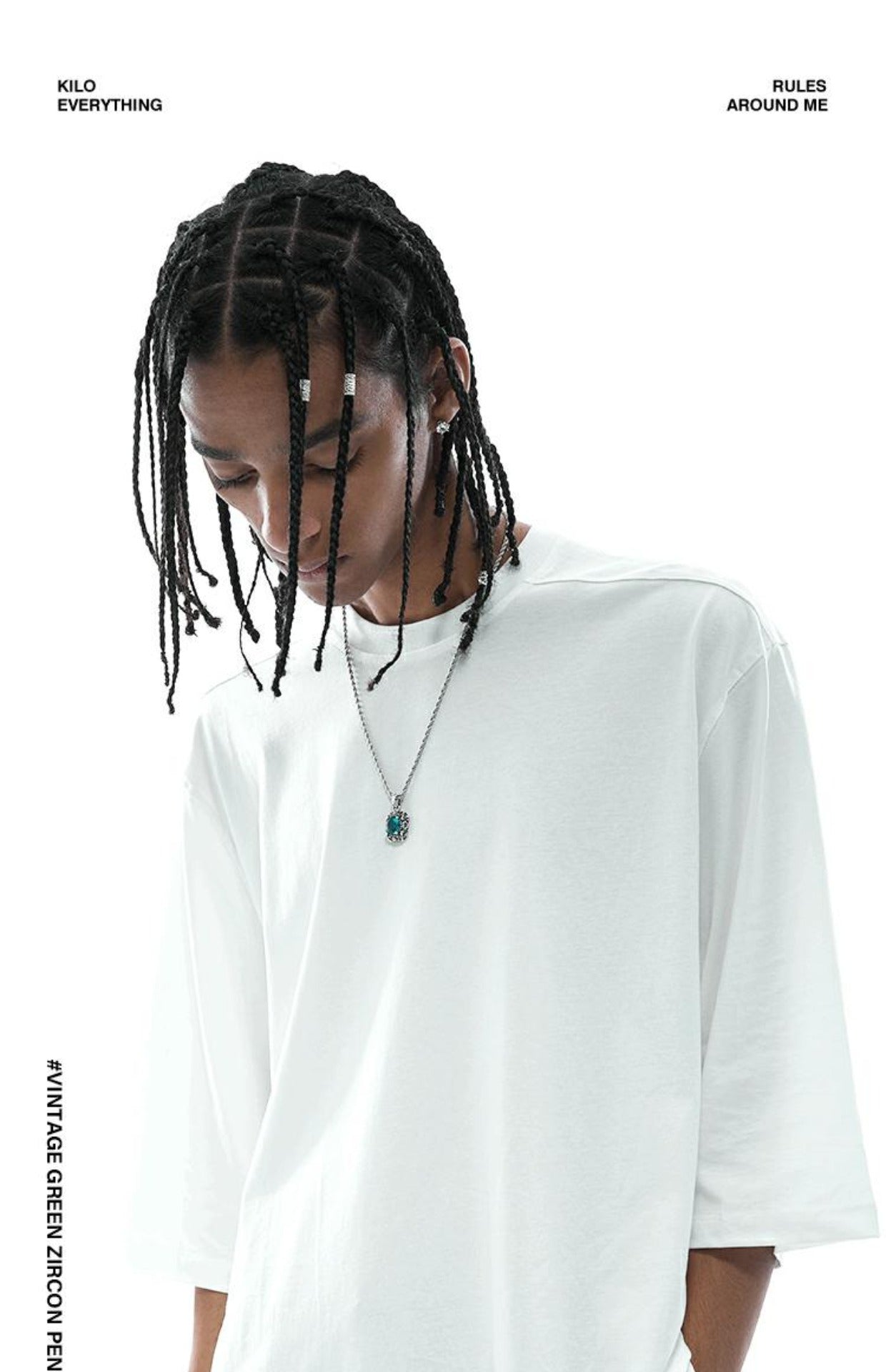 Collar de hip-hop con colgante de esmeralda
