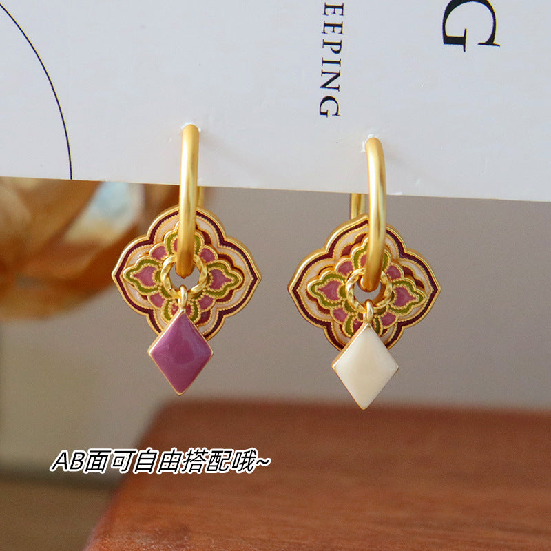 Pendientes orientales de esmalte antiguo de colores