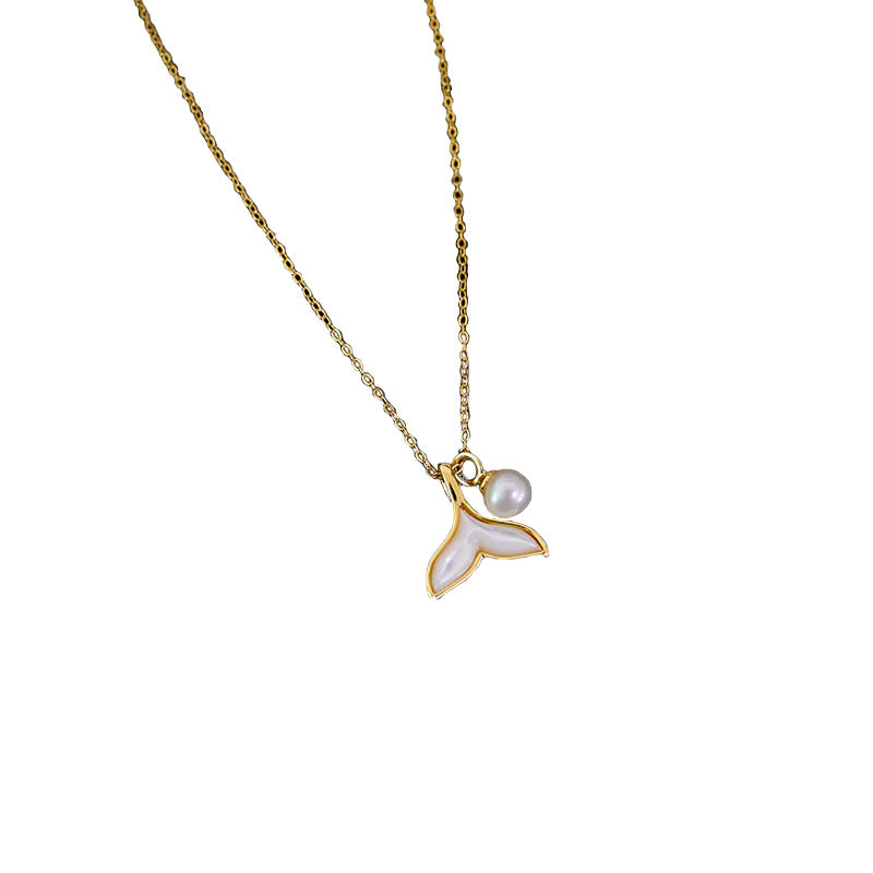 Collar de nácar con perlas de agua dulce y cola de pez con diseño de nicho para mujer