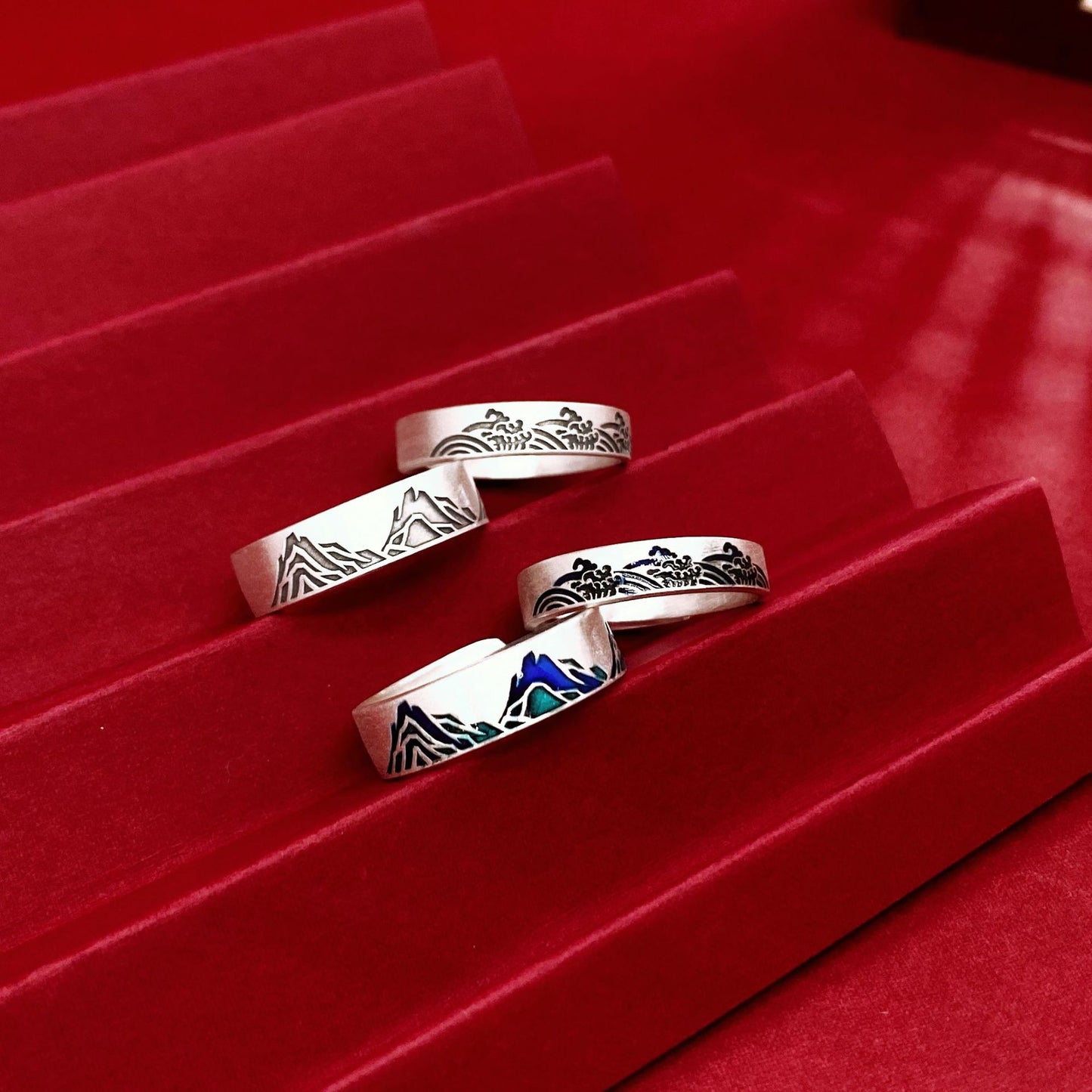 Anillo de pareja de lujo en plata de ley