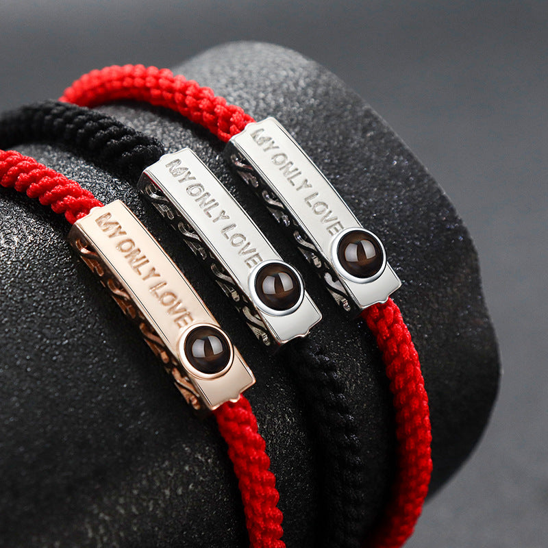 Pulsera tejida en plata S925 con proyección de fotos