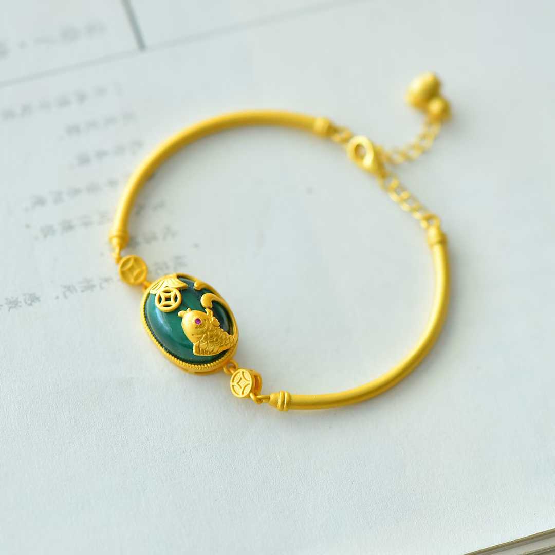 925 Silver-Inlaid Malachite Bracelet "Year After Year Surplus
