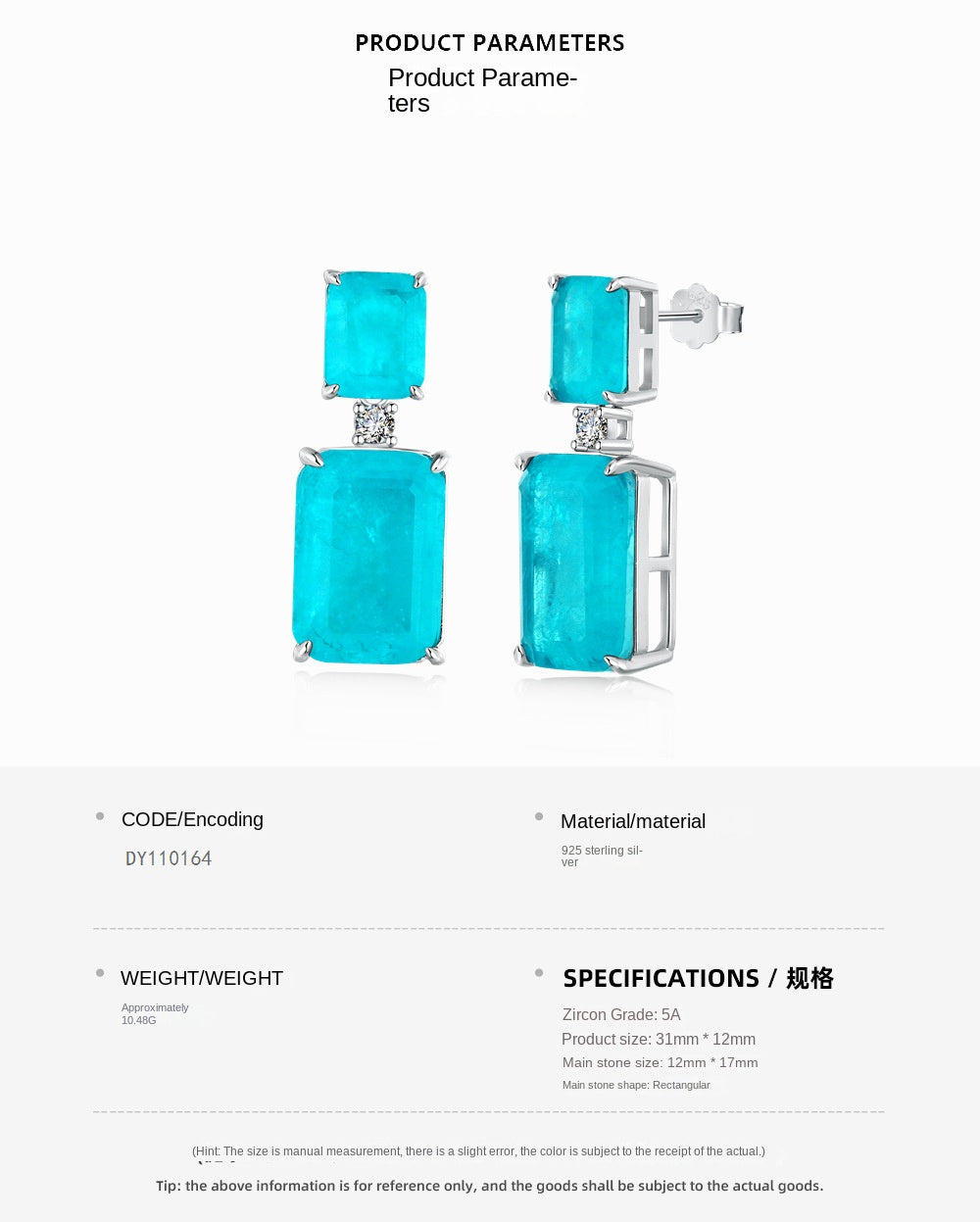 Pendientes azul claro de alta gama