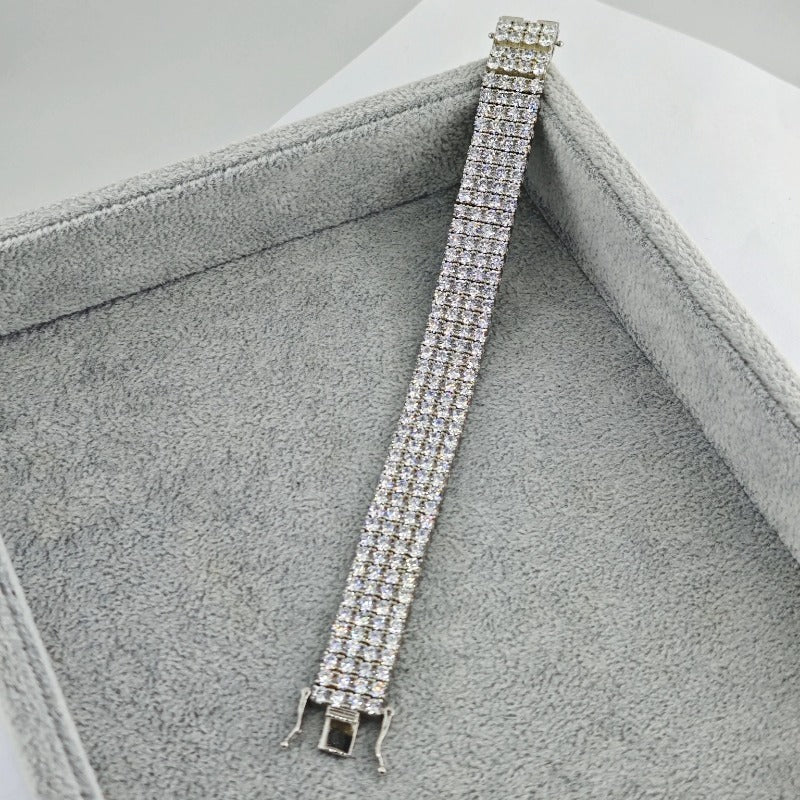 Pulsera de varias hileras de circonita cúbica, moderna, atrevida y brillante✨闪耀方晶锆石宽版手链✨