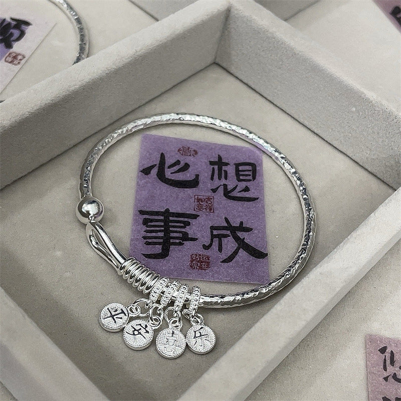 Pulsera de plata de ley con la paz y la alegría de moda