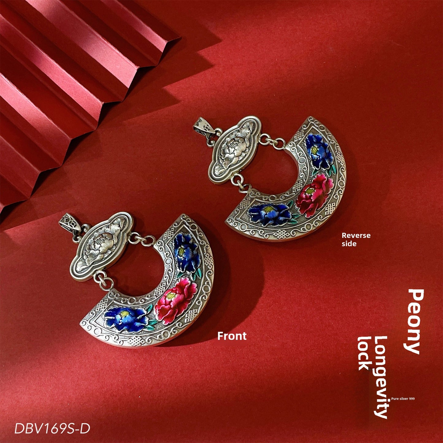 Nuevo colgante de plata esterlina con peonía hueca de estilo chino