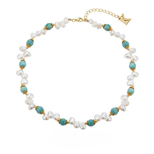 Natural stone pearl hip-hop necklace