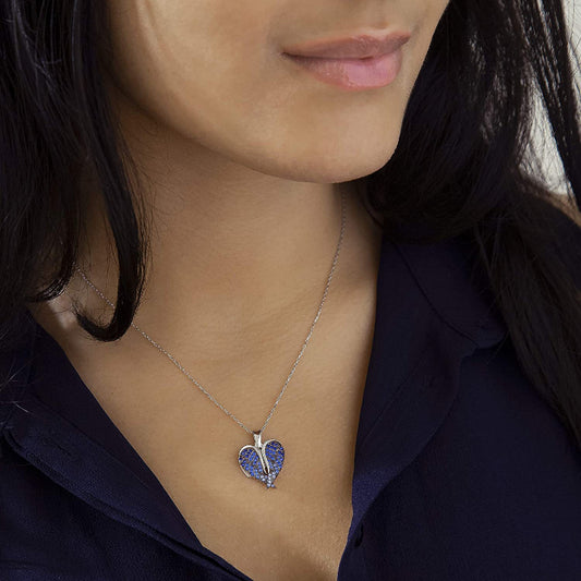 Photo Projection Heart-shaped Necklace with Angel Wings