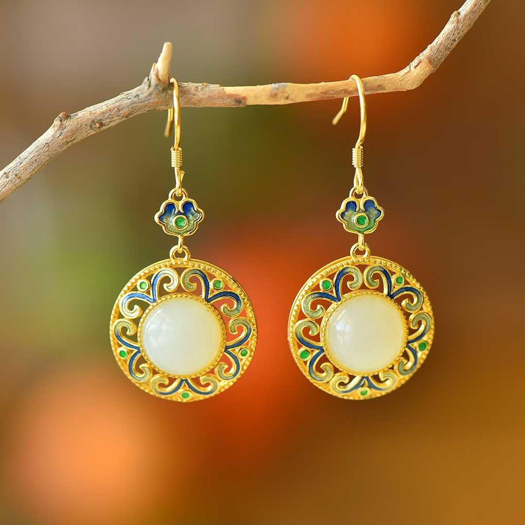 925 Silver Inlaid Hetian Nephrite "Endless Blessings" Jewelry Set