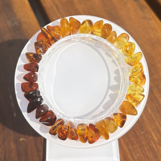 Rainbow conformal amber necklace