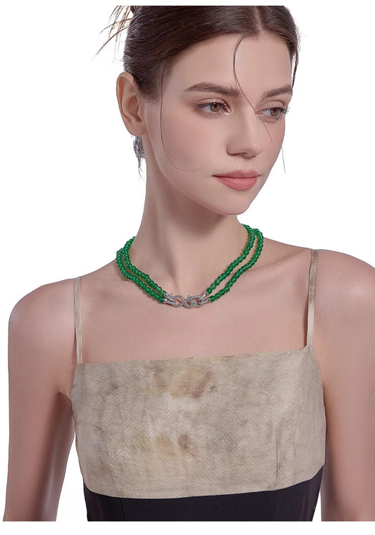 Collar de serpiente verde de doble capa