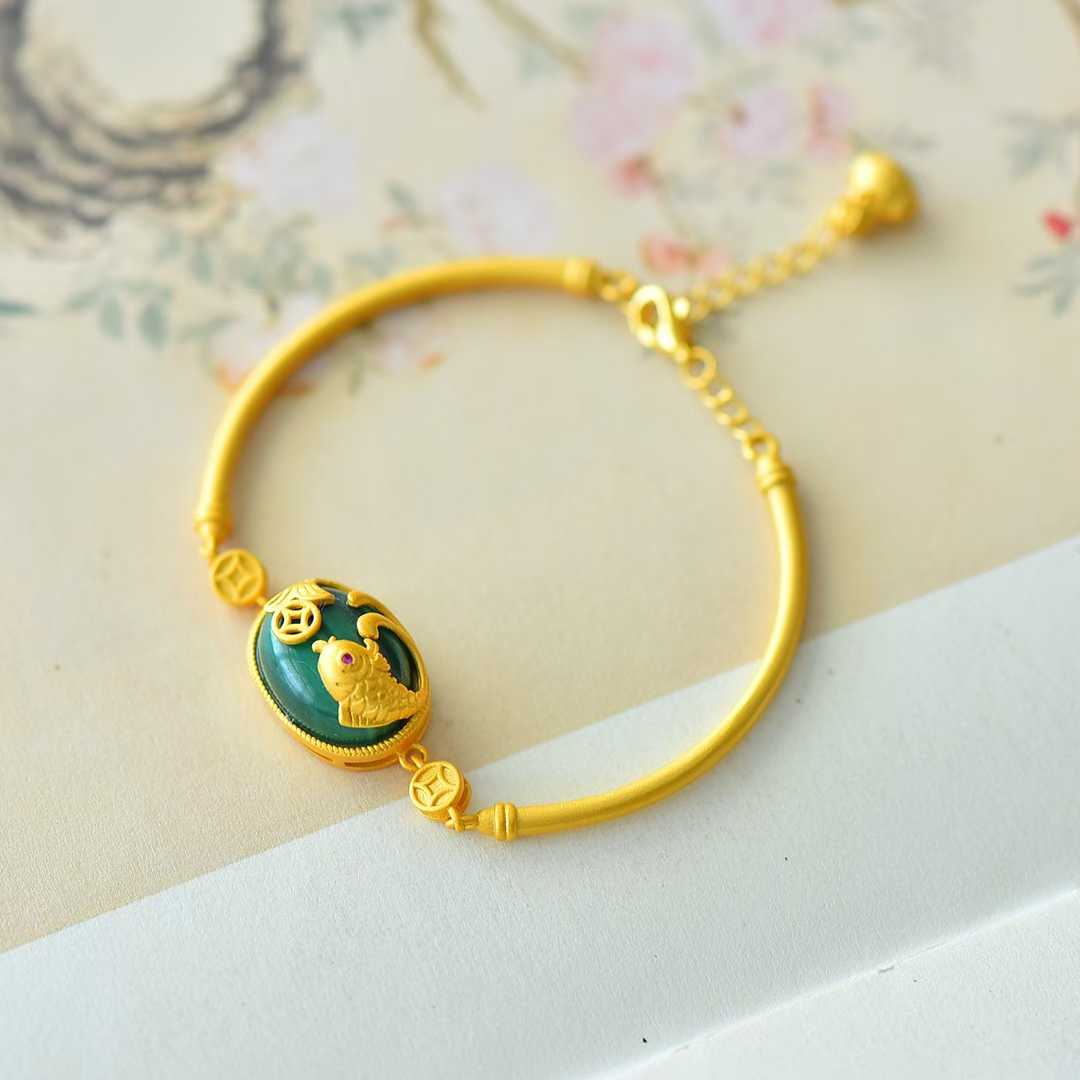 925 Silver-Inlaid Malachite Bracelet "Year After Year Surplus