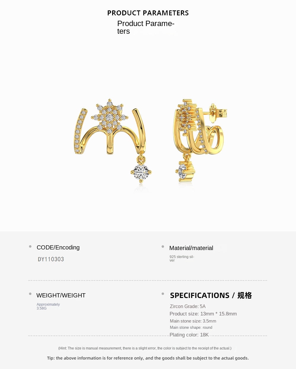 Pendientes de estrella de ocho puntas con circonitas, modernos y personalizados.