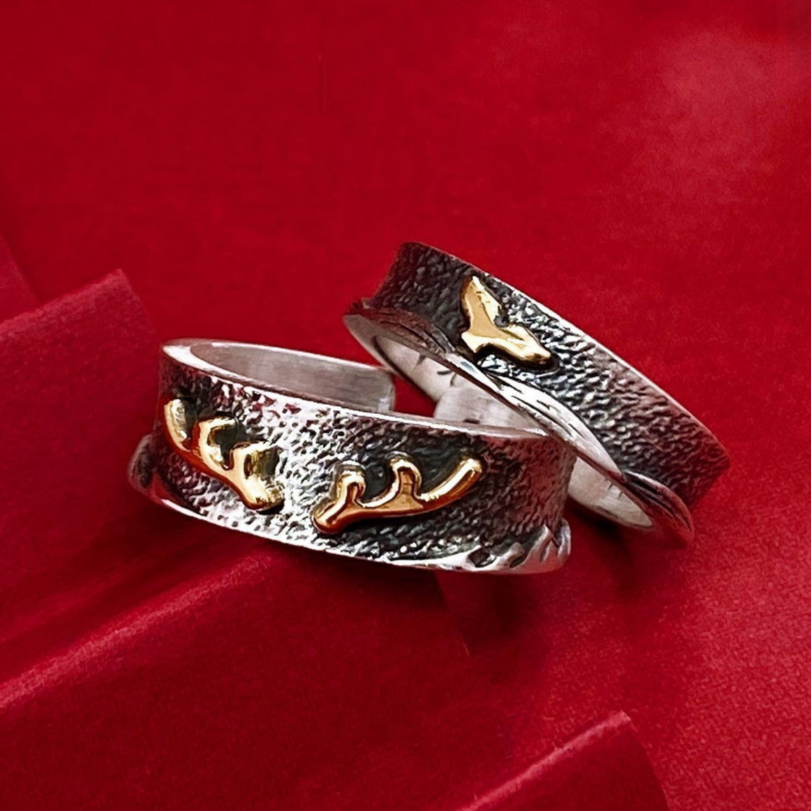 Anillos de pareja de plata de ley de moda