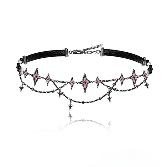 Punk pink starburst lock necklace