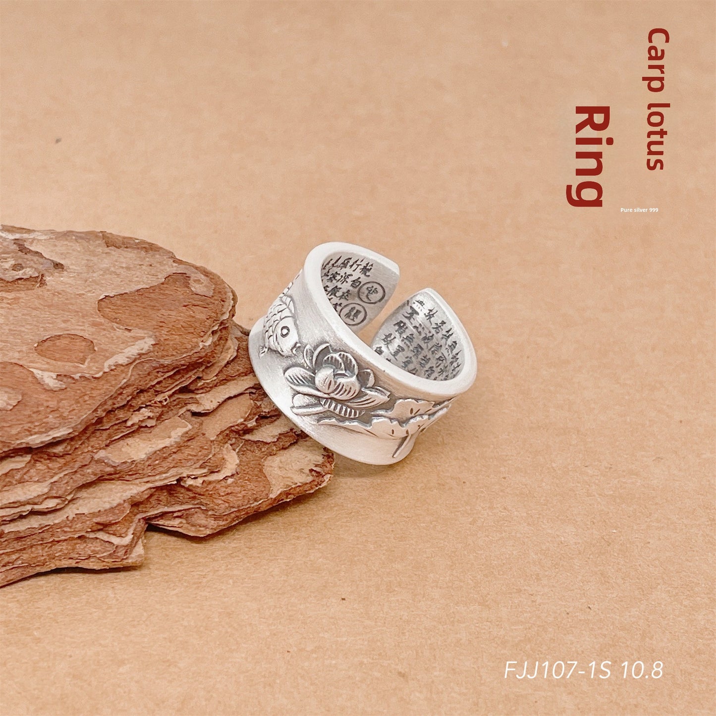 Anillo abierto de plata de ley con flores de colores
