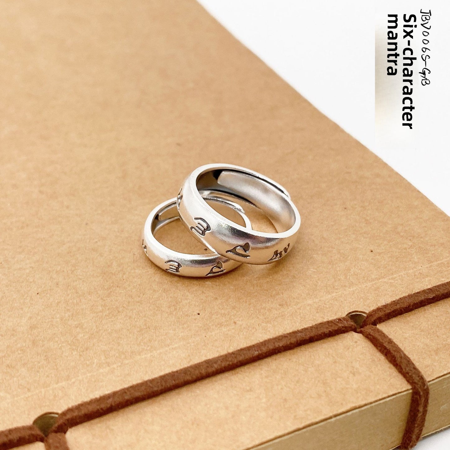 Anillo de pareja de plata de ley de estilo étnico