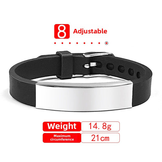 Laser Engraved Square Silicone Watch Band Bracelet