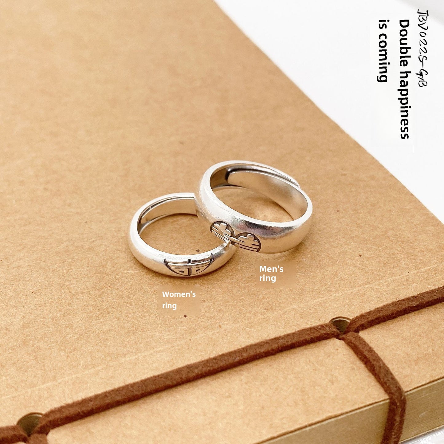 Anillo de pareja de plata de ley de estilo étnico