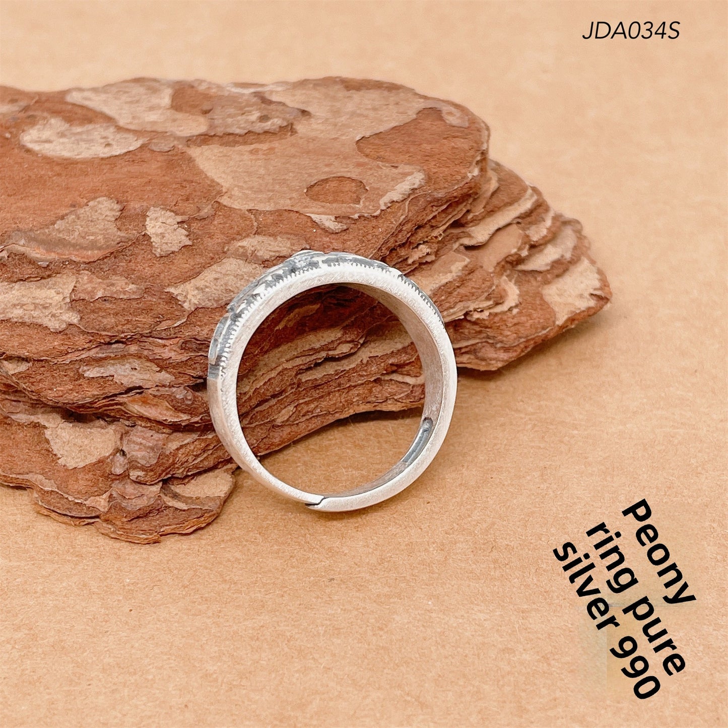 Anillo abierto de peonía de estilo étnico