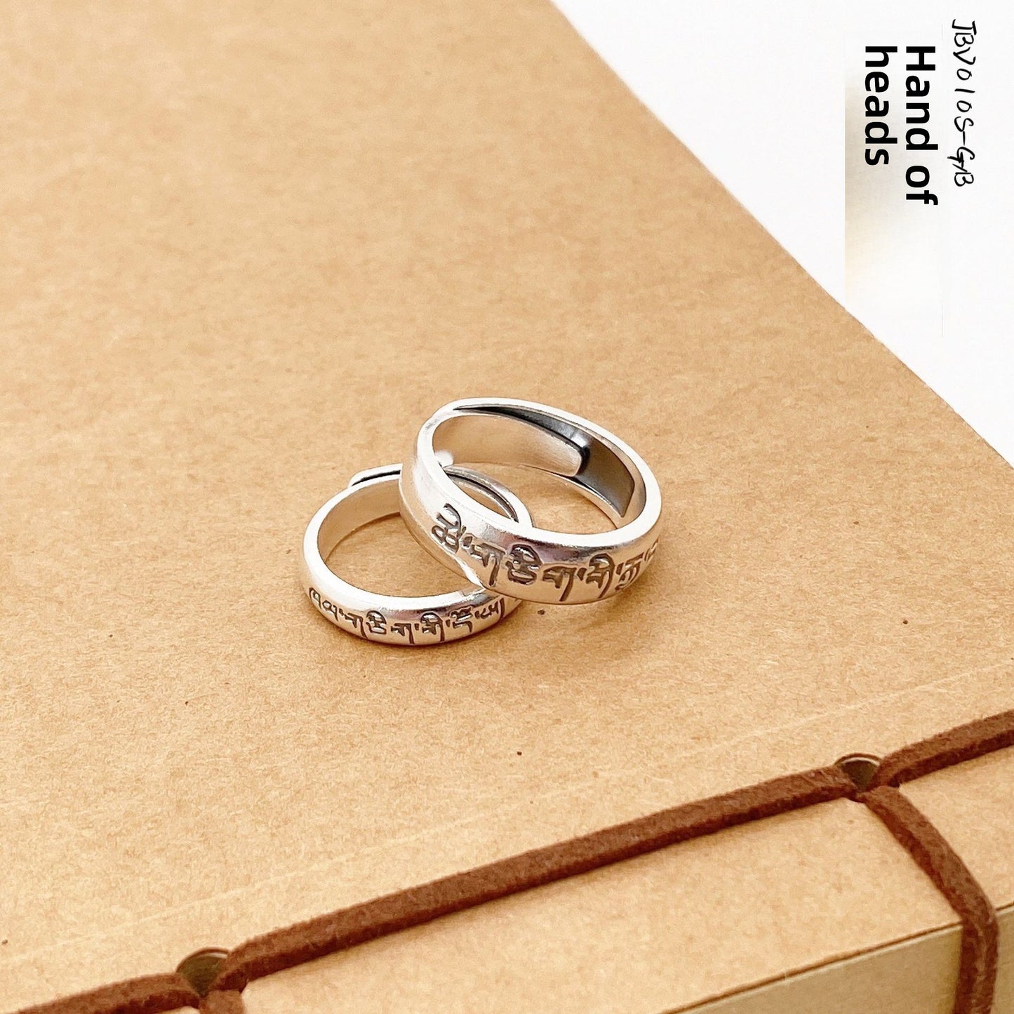 Anillo de pareja de plata de ley de estilo étnico