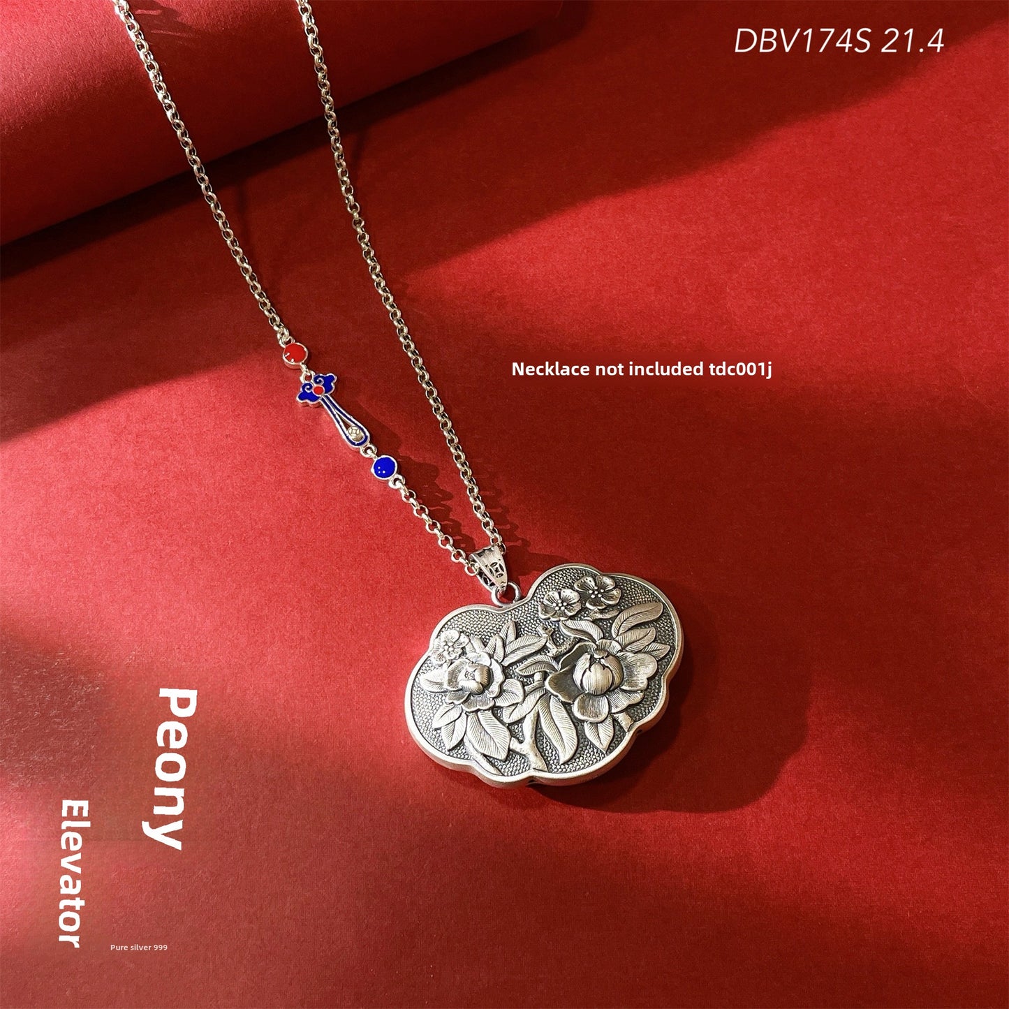 Collar con colgante de peonía de plata esterlina de estilo chino, accesorios para suéter
