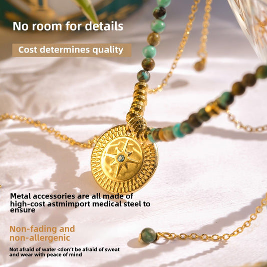 Collar de estrella de seis puntas con círculo dorado