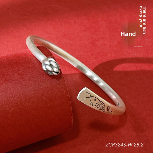 سوار من الفضة الإسترلينية بتصميم كارب عتيق