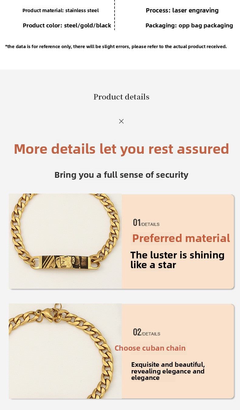 Pulsera personalizada con texto e imagen grabados y ojos.