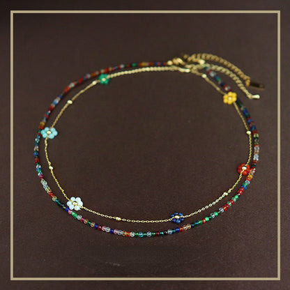 Collar apilable de flores con cuentas de circonitas de colores de alta calidad