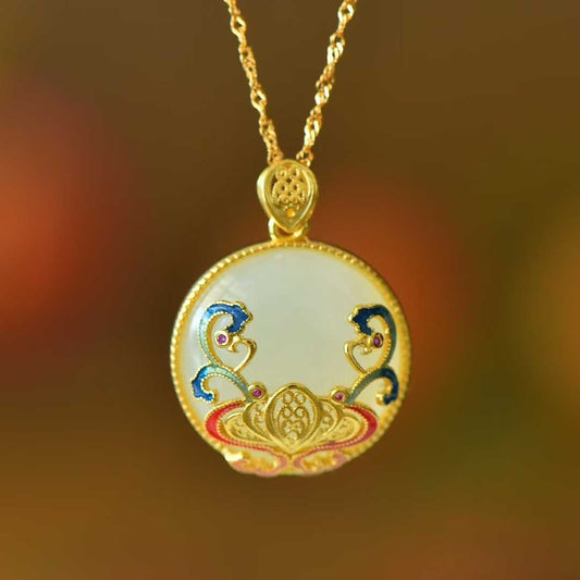 925 Silver Inlaid Hetian Nephrite "Ride the Wind and Break the Waves" Pendant