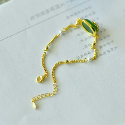 925 Silver Inlaid Hetian Nephrite "Plum Blossom & Joyful Mood" Bracelet