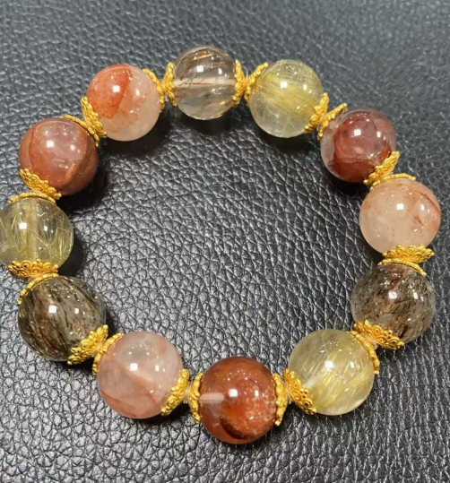Black gold super seven-gold rutilated crystal multi-treasure bracelet