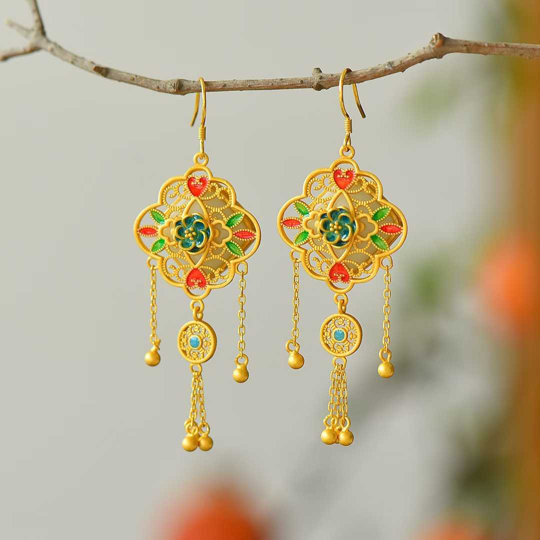 925 Silver Inlaid Hetian Nephrite "Flourishing Blossoms" Jewelry Set