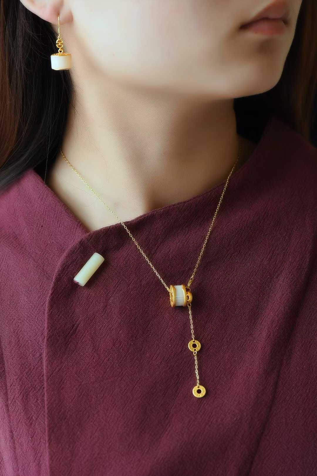 925 Silver Inlaid Nephrite "Bulgari" Lulu Tong Jewelry Set