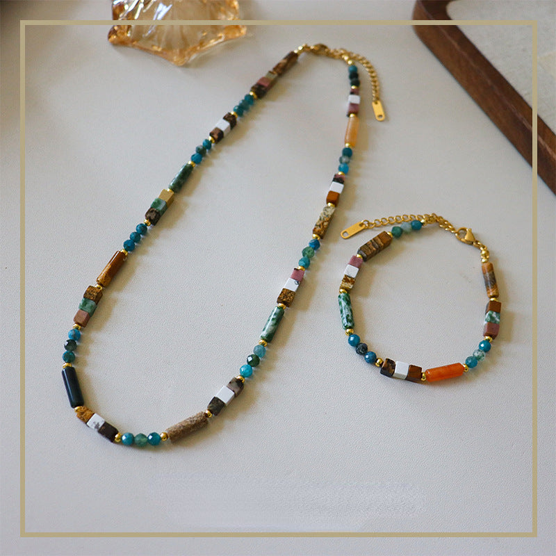 Vintage Personalized Natural Stone Beaded Necklace