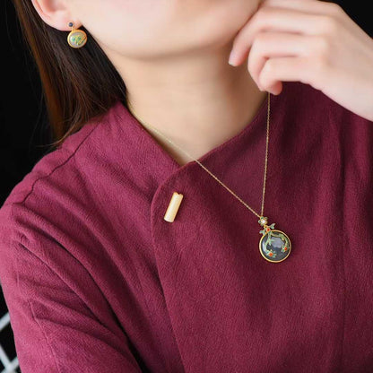 Ancient Craft Silver Hetian Nephrite "Thick Matte Gold" Jewelry Set Series