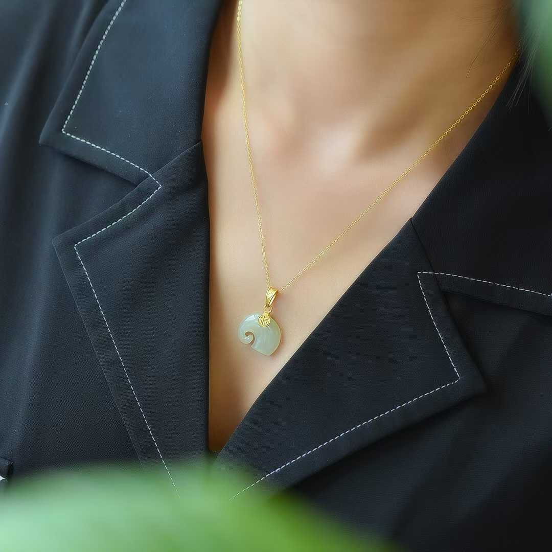 925 Silver-Inlaid Hetian Jade Pendant with "Auspicious Elephant" Design