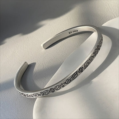 China Solid Sterling Silver Oval Cuff Bracelet