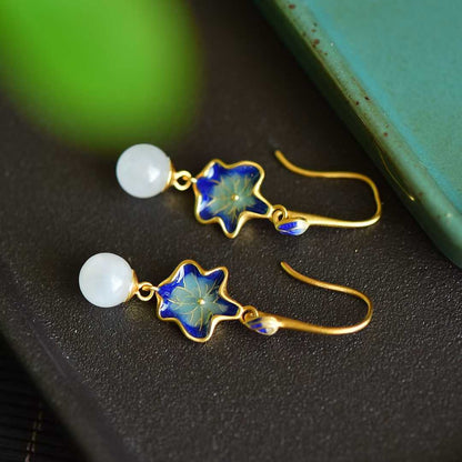 S925 Silver Inlaid Nephrite "Guose (National Beauty) & Family Reunion" Earrings