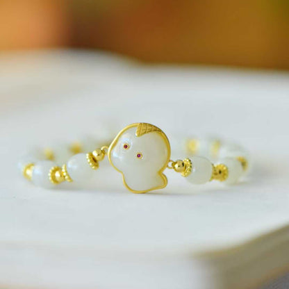 925 Silver Inlaid Hetian Nephrite "Spiritual Snake & Fortune Activation" Bracelet
