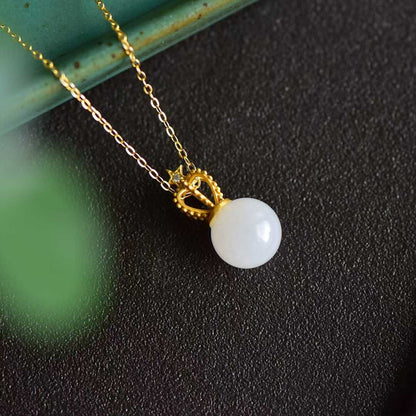 925 Silver Inlaid Nephrite Crown Pendant