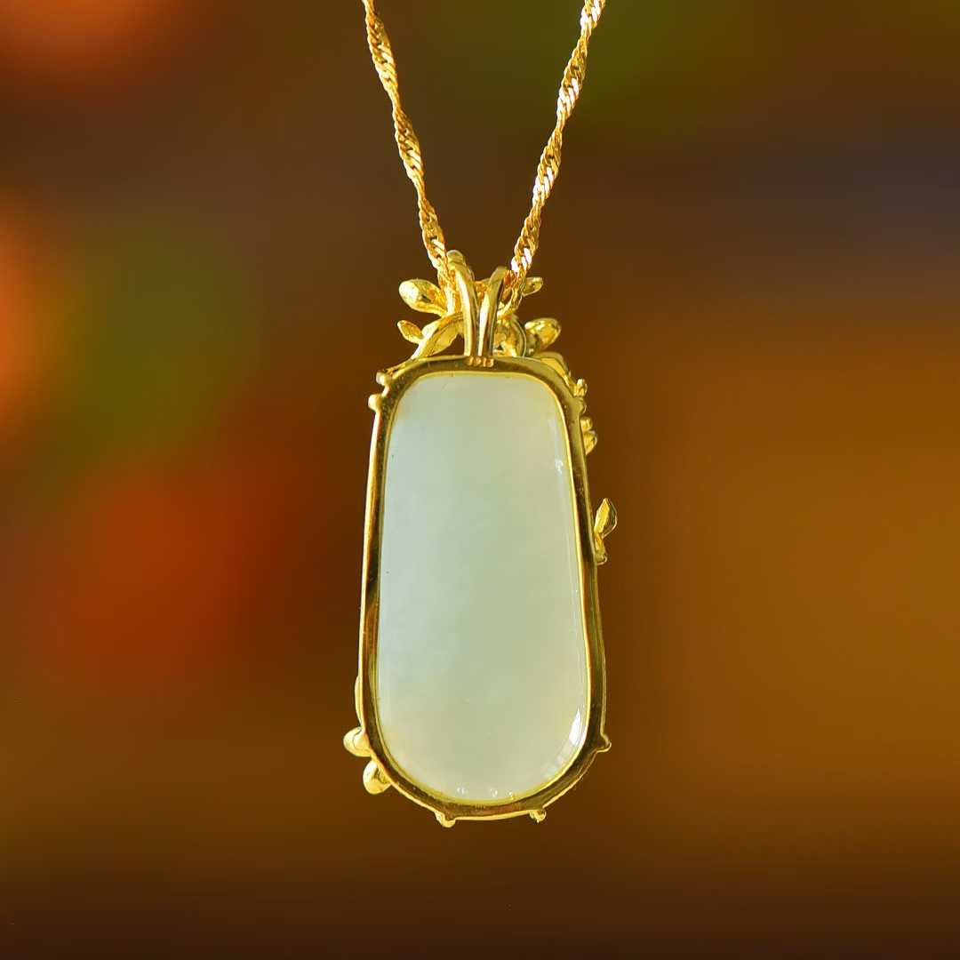 925 Silver Inlaid White Hetian Nephrite "Plum Blossom Against Snow" Peace Pendant