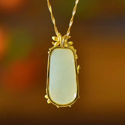 925 Silver Inlaid White Hetian Nephrite "Plum Blossom Against Snow" Peace Pendant