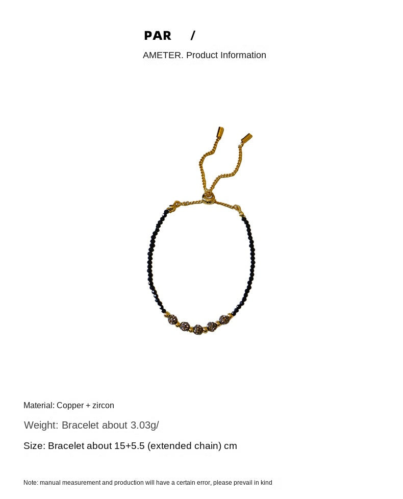 Pulsera de cuentas de gypsophila con incrustaciones de circonitas