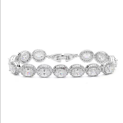 Pulsera de moda con circonitas ovaladas de un solo bucle