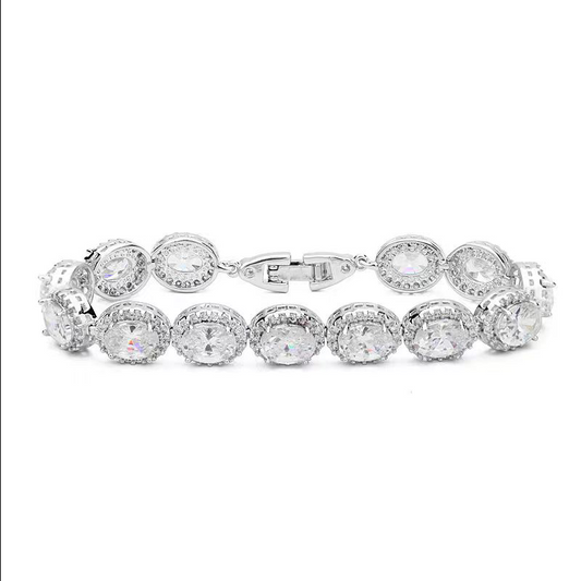 Pulsera de moda con circonitas ovaladas de un solo bucle