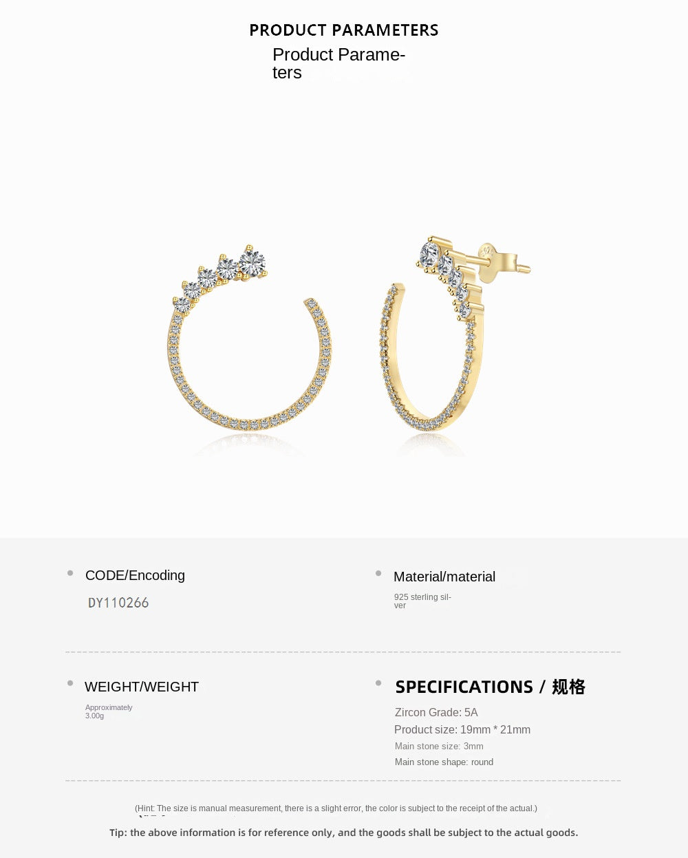 Pendientes de circonitas micropavimentadas con diseño de aro de moda